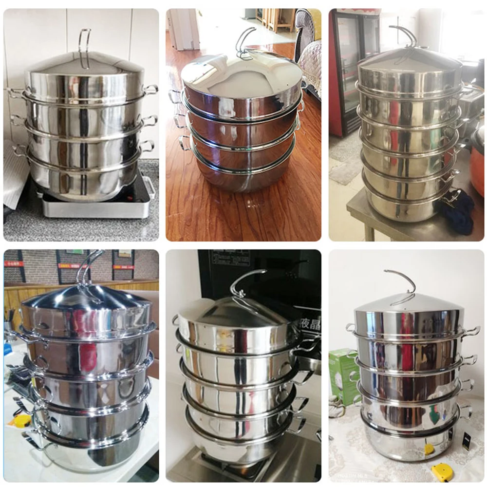 

Steamer Pot Stainless Steel Pot Double Boilers Soup Pot Multi-function Extra large Commercial 60CM 3-6 layer Food HotPot