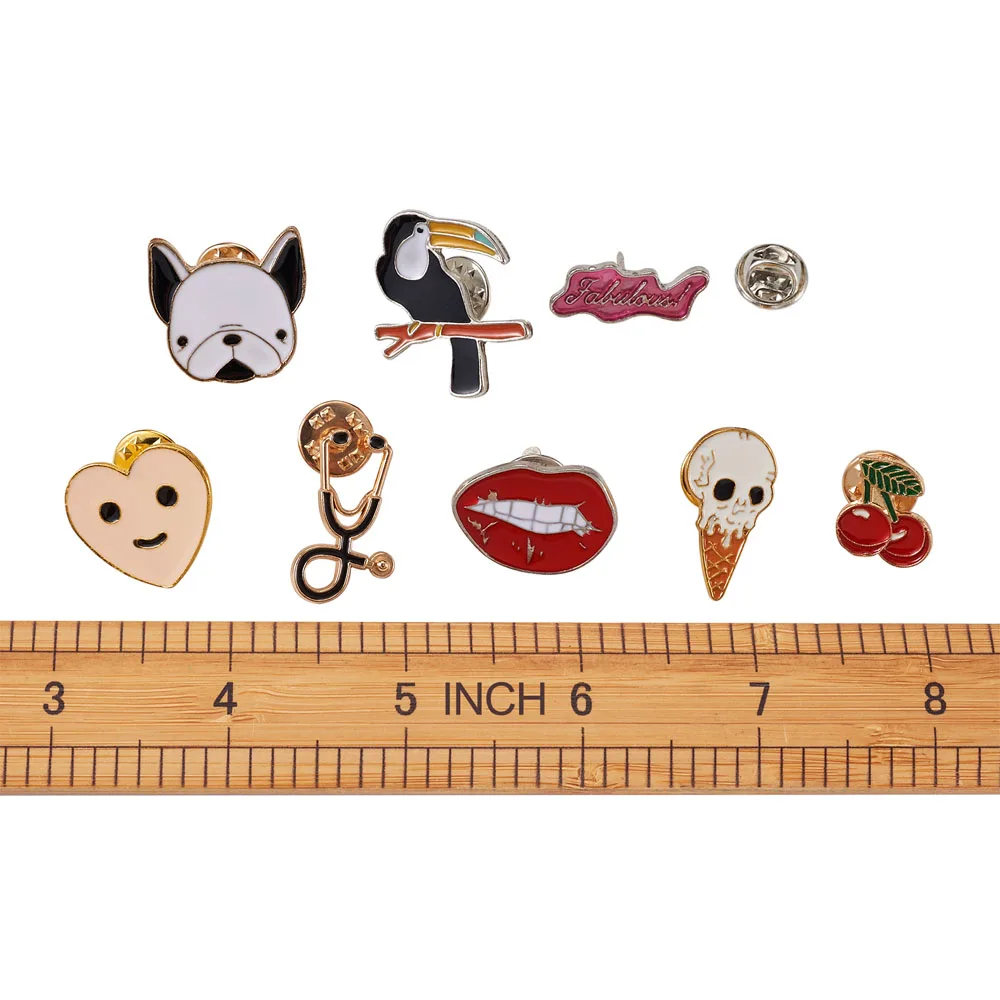 

Pandahall 1Set Cute Enamel Pins Cartoon Cat Foods Heart Alloy Enamel Brooches Bag Clothes Lapel Pin Badges for DIY Jewelry Gifts