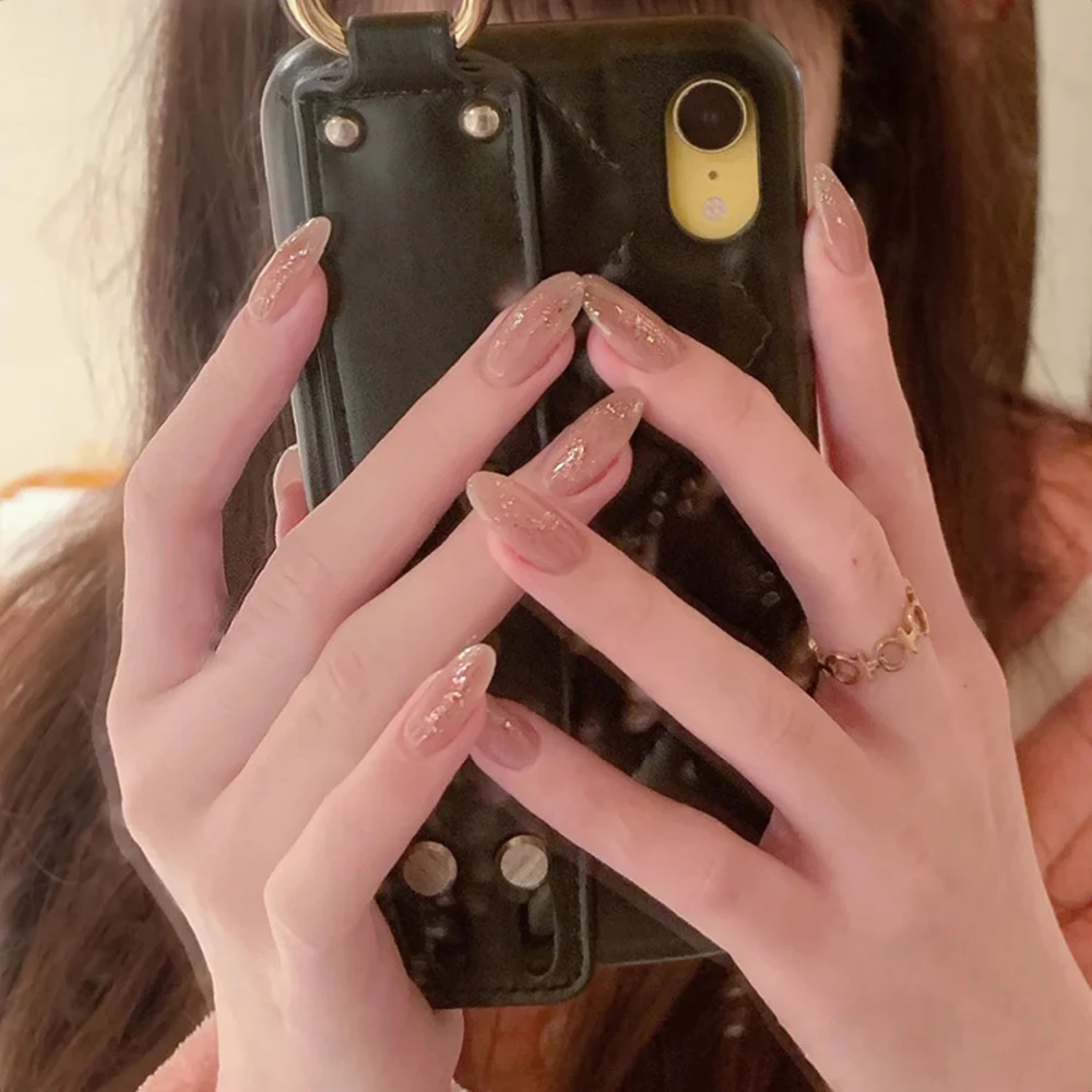 Натуральные розовые Искусственные накладные ногти 24 шт. в форме короткой