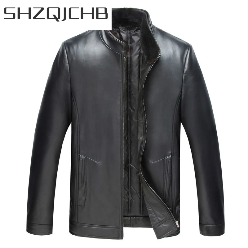 

JCHB 2021 Men Leather Jacket Slim Real Leather Jackets Winter sheepskin Leather Men's Duck Down Coat Jaqueta De Couro M17C013 Y