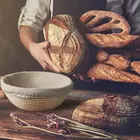 Круглая фотокорзина из индонезийского ротанга, чехол из хлопчатобумажной ткани, резак для теста для хлеба из нержавеющей стали, пластиковый скребок