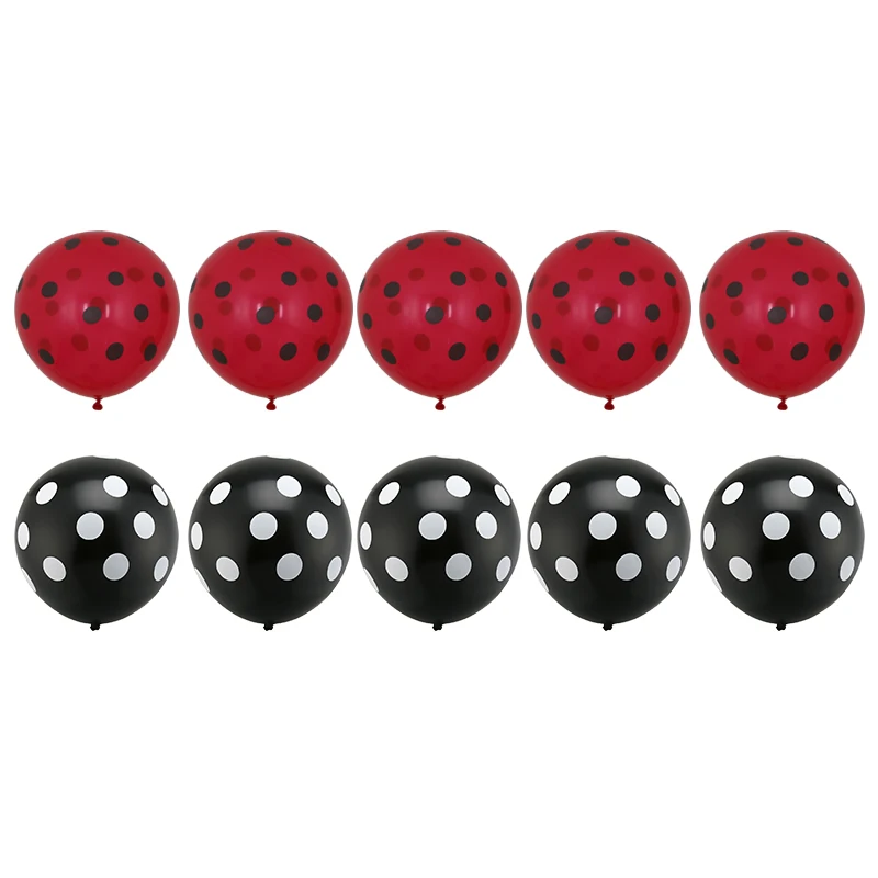 red black white dot 10 шт./лот латексные шары в красный и черный горошек Божья коровка свадебные декоративные принадлежности Globos Baby Shower Микки Маус тематические вечерние шары - Цвет: red black white dot