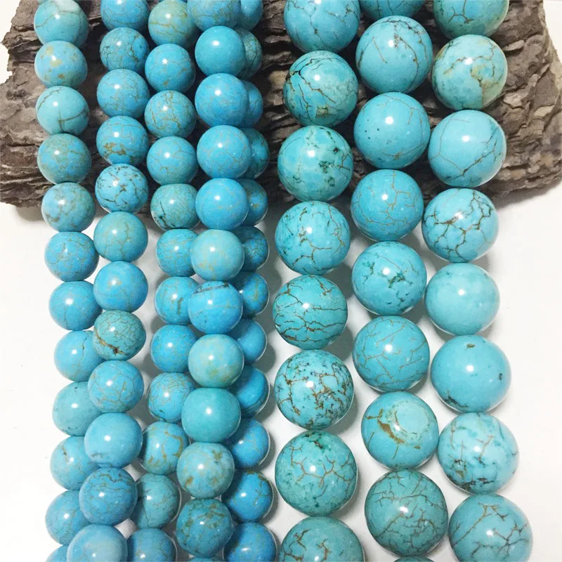 

Бусины Hubei из натурального бирюзового камня, 15 дюймов, 4, 6, 8, 10, 12 мм
