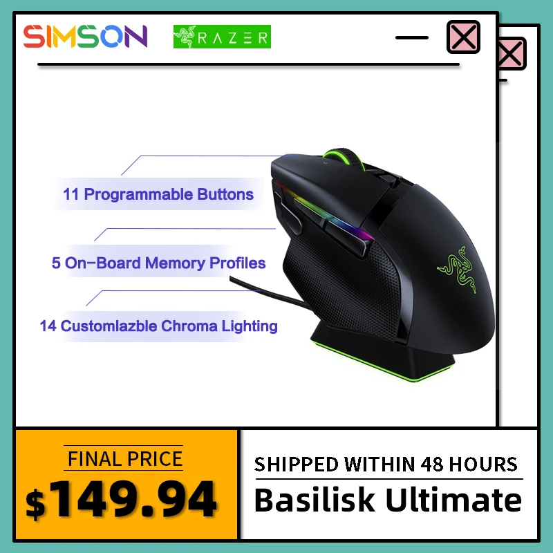 

Razer Mouse Basilisk Ultimate Wireless Gaming Mouse 20000DPI RGB Wireless Human Engineering BasiliskUltimate(With Charging Base)
