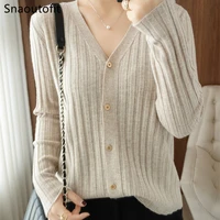 snaoutofit pure wool womens sweatercardiganv neck2021 spring autumnwarmcomfortablefashionableknitted toplarge size xl