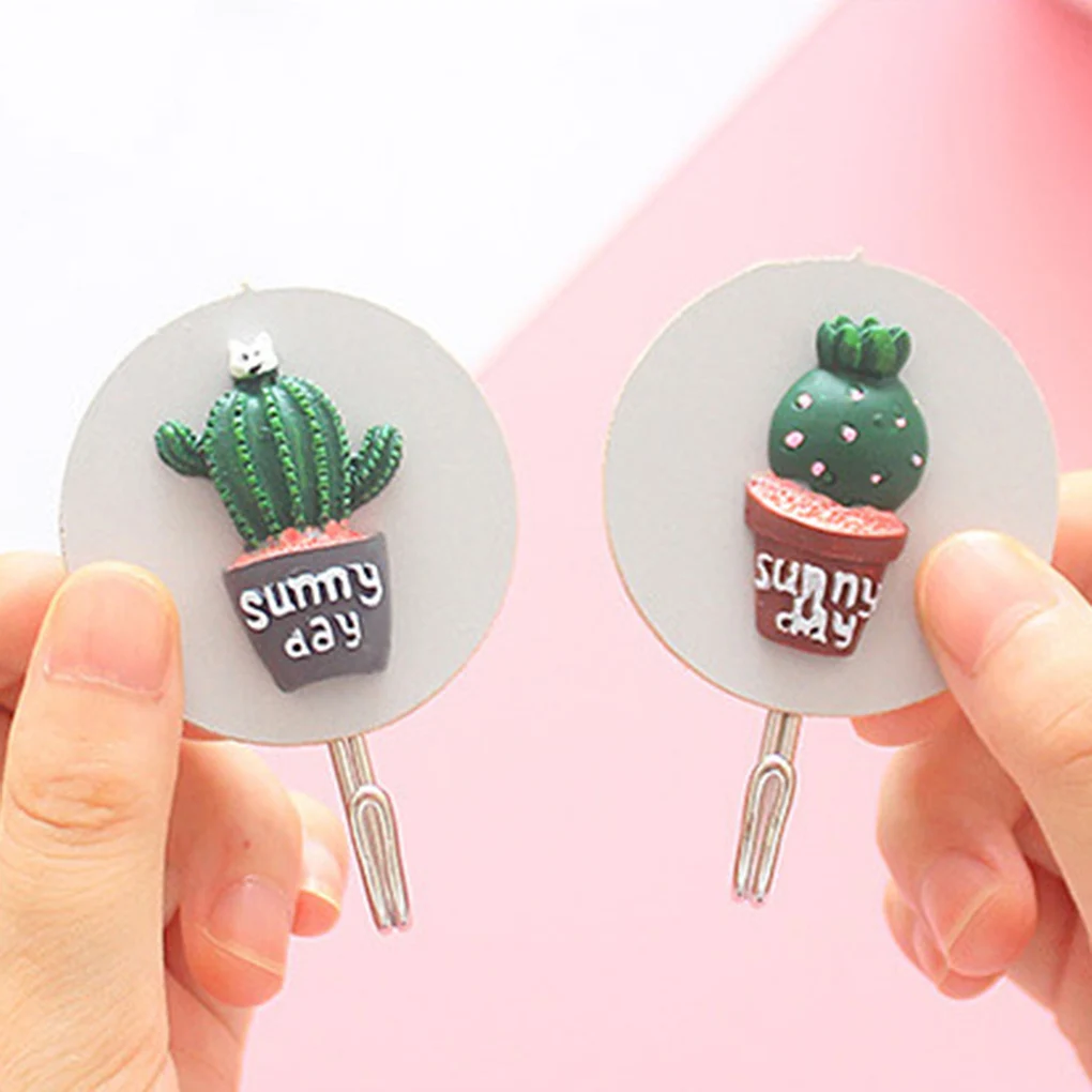 

6PCS Cartoon Wooden Plant Adhesive Towel Hanger Family Robe Hats Bag Key Adhesive Wall Hooks Kitchen Bathroom