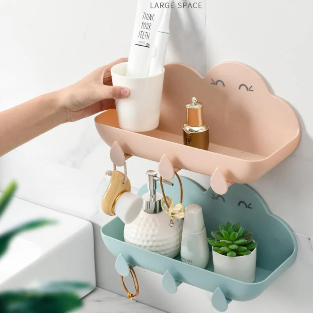 Полка для хранения в ванную комнату без перфорации облачные полки душа настенная