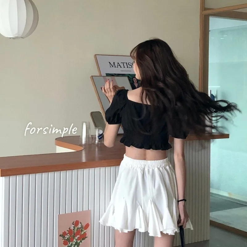 

Women Sets V-neck Bow Sexy Short Shirts Elastic Waist Ruffles Mini Skirts Womens Trendy Elegant Summer Chic Ins Streetwear Daily