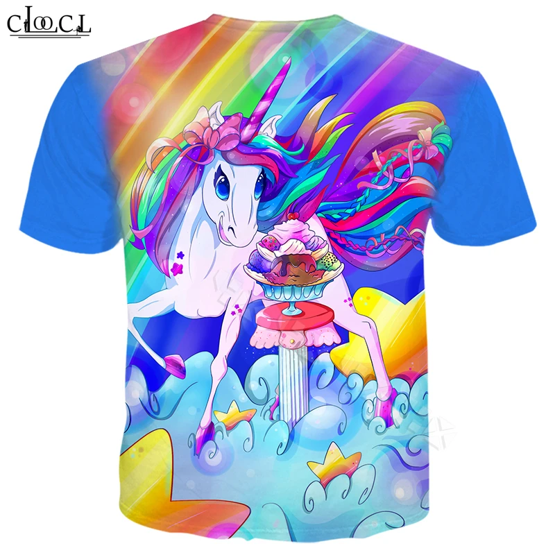 Цветная футболка с единорогом для мужчин и женщин 3D принтом мультяшных животных