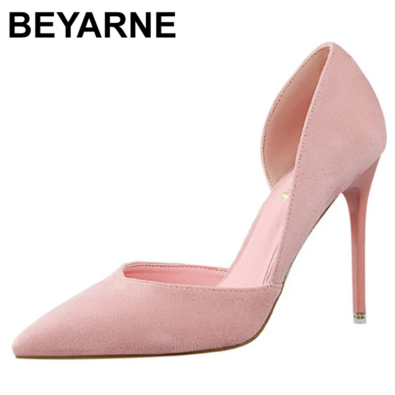 

Женские замшевые туфли-лодочки BEYARNEShoes, женские туфли-лодочки на шпильке, красные, розовые, черные свадебные туфли на высоком каблуке, Женски...