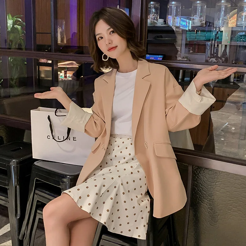 

Notched Peonfly Elegant Pink Office Lady Work Wear Blazer Long Sleeve Regular Casual Solid New 2020 Women Autumn Blazer