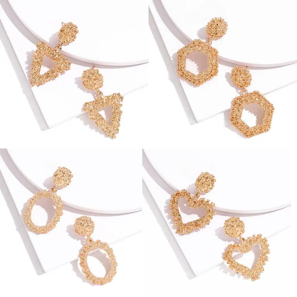 Винтажные большие металлические Висячие серьги для женщин геометрические