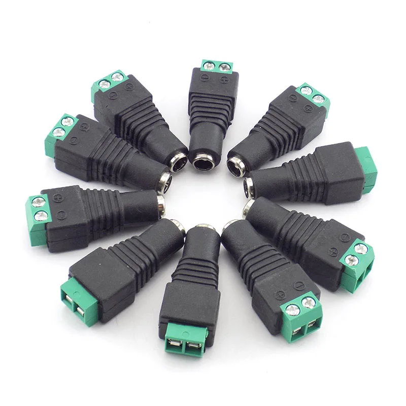

100Pcs wholesale DC Female plug jack Connector adapter Power Supply for CCTV camera DIY LED Strip Light System 5.5mm*2.1mm H10