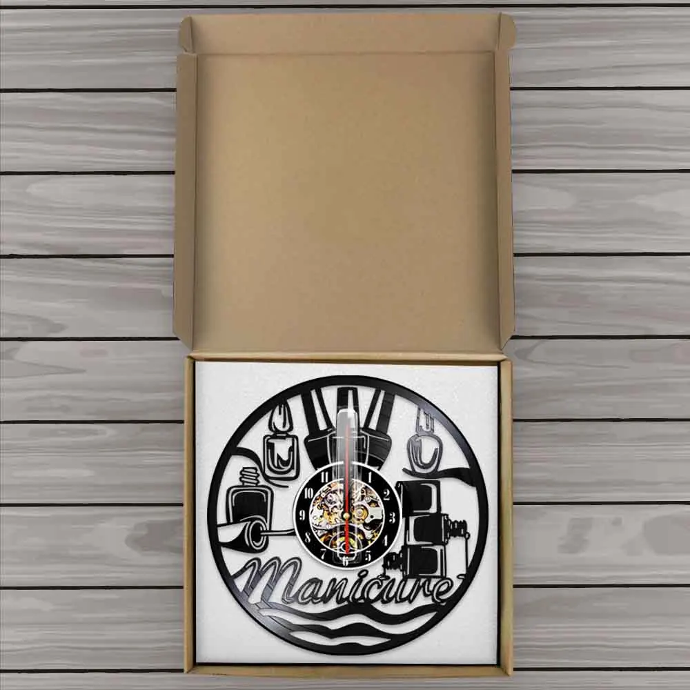 Настенные часы с виниловой пластиной для маникюрного салона|wall clock|record wall clockvinyl