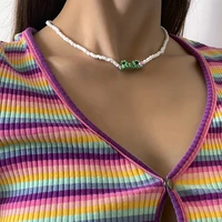 bohemia cute animal frog beaded choker necklaces for women girls colorful acrylic clavicle chain necklaces beach y2k jewelry