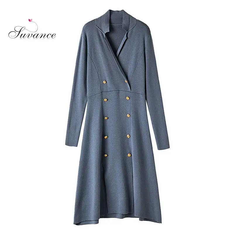 Осень 2019 офисное женское трикотажное платье с отложным воротником 3 цвета