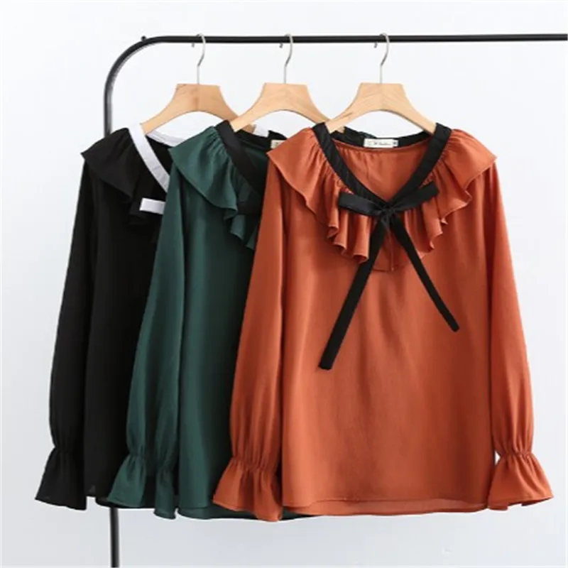 Рубашка женская винтажная черная с длинным рукавом большие размеры|office blouse|blouses