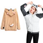 Толстовка Женская в стиле Харадзюку, милый свитшот с капюшоном и ушками, плюшевое пальто с мультяшным аниме, теплая зимняя толстовка с капюшоном