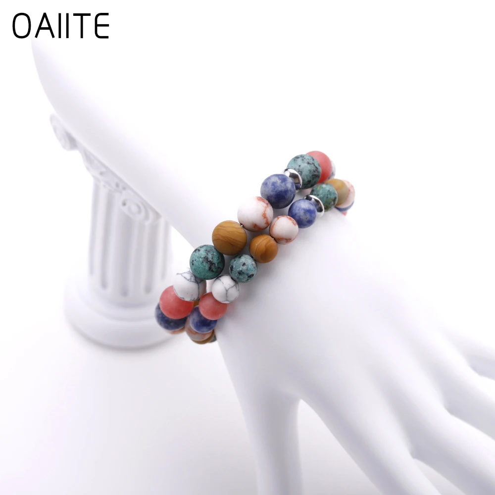 OAIITE матовые браслеты с натуральным камнем бусинами и амазонитом Beaad трендовая