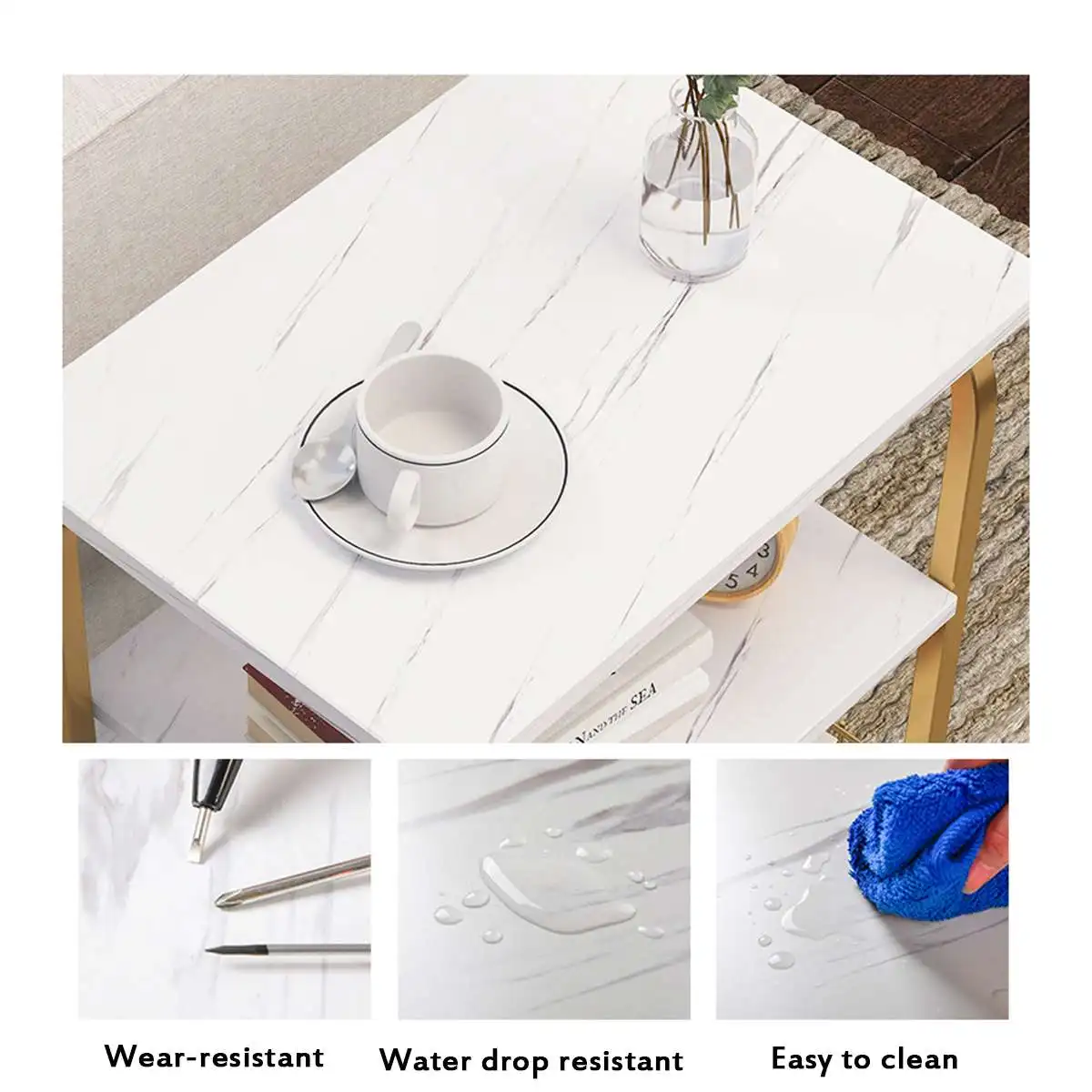 

Tea Table End Table Marble veneer For Office Coffee Wood Nordic Style Modern 2-type Storage Holders Living Room Sofa Tables