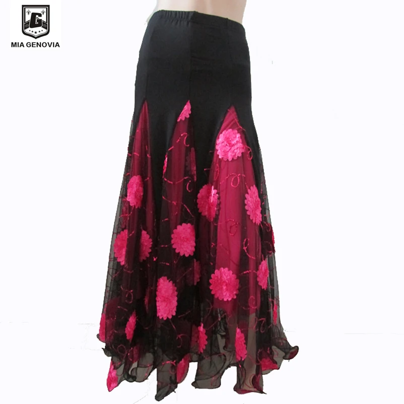 Женская юбка-качели для современных латинских танцев бальная юбка с 3d вышивкой