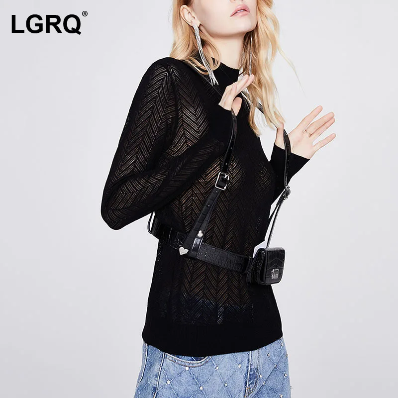 

[LGRQ] Sheath Bright Silk Women's T-shirt New Arrival Turtleneck Neck Long Sleeve Korea Fashion Tide Spring Summer 2021 19D4085