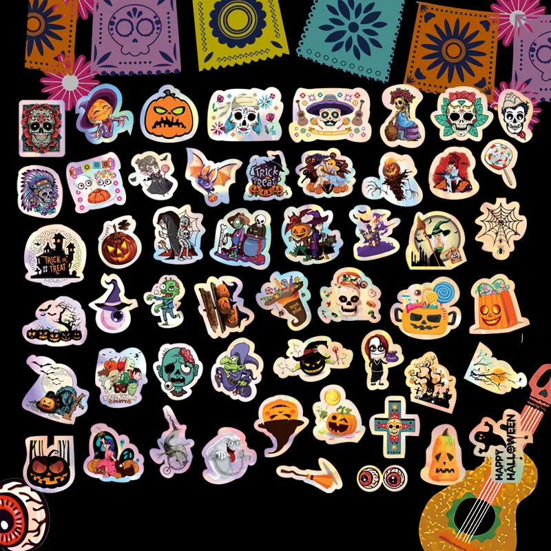 

Halloween Day of the Dead Christmas Laser DIY50 unique stickers window stickers decorations computer skateboard stickers gifts