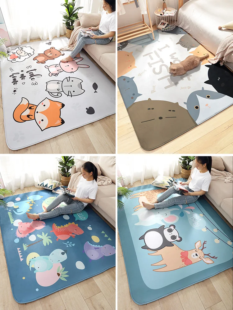 Мультяшные ковры для гостиной милые Коврики спальни домашние прикроватные