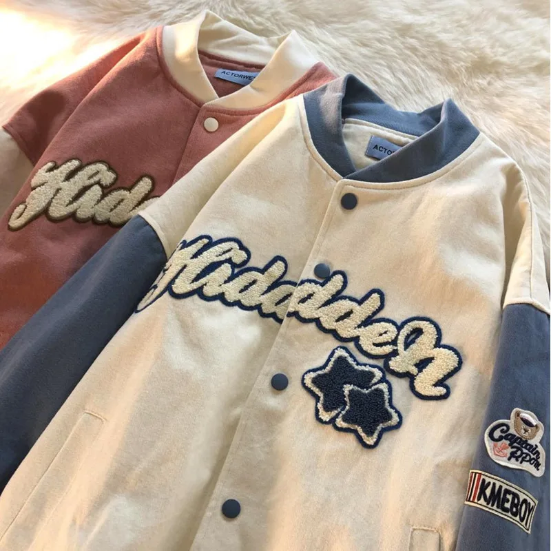 Синий Бомбер базовая осенняя куртка женская и мужская одежда Harajuku размера плюс