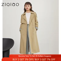 ziqiao womens trench office lady windbreaker womens long spring 2021 new high end temperament black coat british style trench
