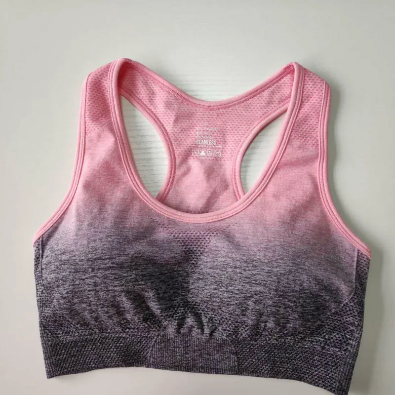 DARK GREY-PINK Nepoagym, спортивный бюстгальтер, топ для фитнеса, бега, спортзала, бюстгальтер, Омбре, бесшовный спортивный бюстгальтер, одежда для фитнеса, бюстгальтер для йоги, пуш-ап, ударопрочный Топ для йоги - Цвет: DARK GREY-PINK