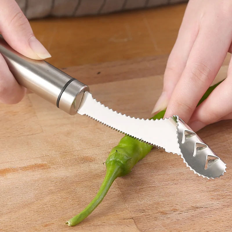 Stainless Steel Jalapeno Pepper Corer Tool with Serrated Edge for Easy Coring and Seed Removal - Essential Vegetable Tool for Every Kitchen image 4