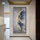 Декоративные настенные постеры в скандинавском стиле с голубыми золотыми перьями, художественные рисунки на холсте, печатные настенные картины для гостиной, домашний декор