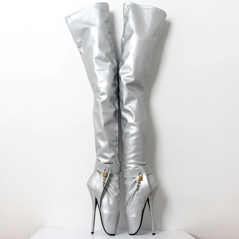 Высокие сапоги до бедра на очень высоком каблуке 18 см/7 дюймов пикантные тонком