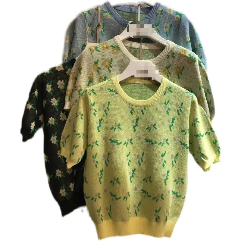 

Ice silk knitwear T-shirt women's short sleeve spring clothing
