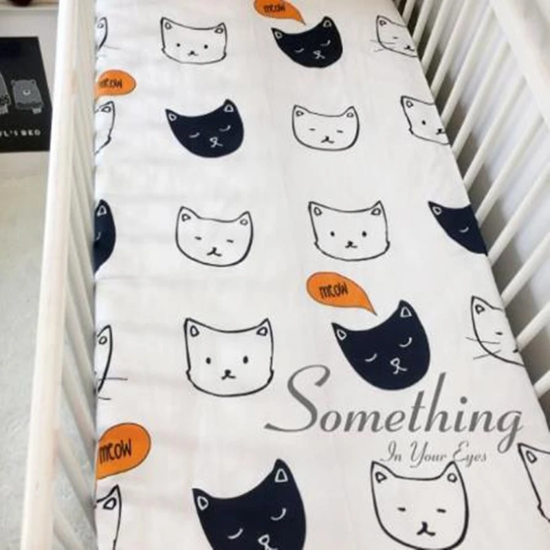 Простыня для детской кровати хлопковая черно белая детская кроватка с рисунком