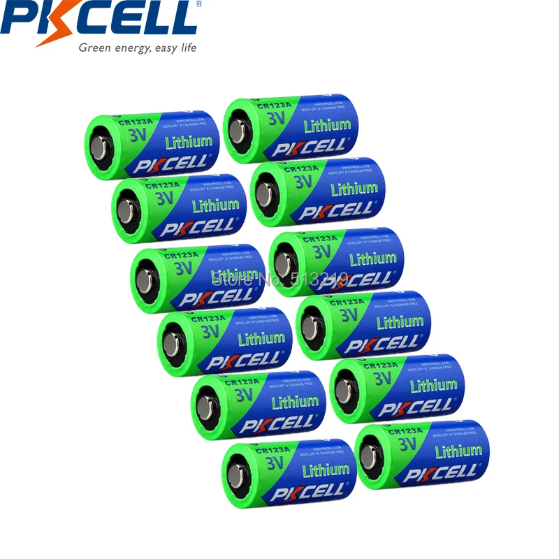 

12PCS PKCELL CR123A 3V Lithium Battery CR123 2/3A Battery 16340 CR 123 CR17335 CR17345 123A 3v Primary Batteries