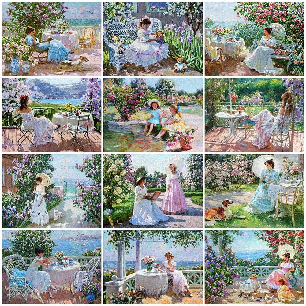 

Sontonga Full Square Round Diamond Embroidery Woman 5D Rhinestone Mosaic Diamond Painting Girl Cross Stitch Portrait Home Decor