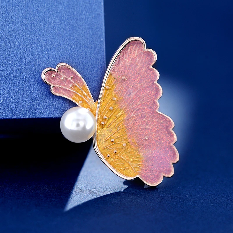 Женская Брошь бабочка с жемчугом 2 цвета|Броши| |