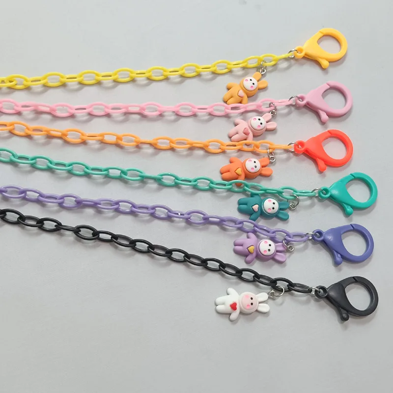 

Popular Candy Color Long Eared Rabbit Acrylic Mask Chain Glasses Hanging Chain 58cm Non-slip Anti-lost Fashion Halter