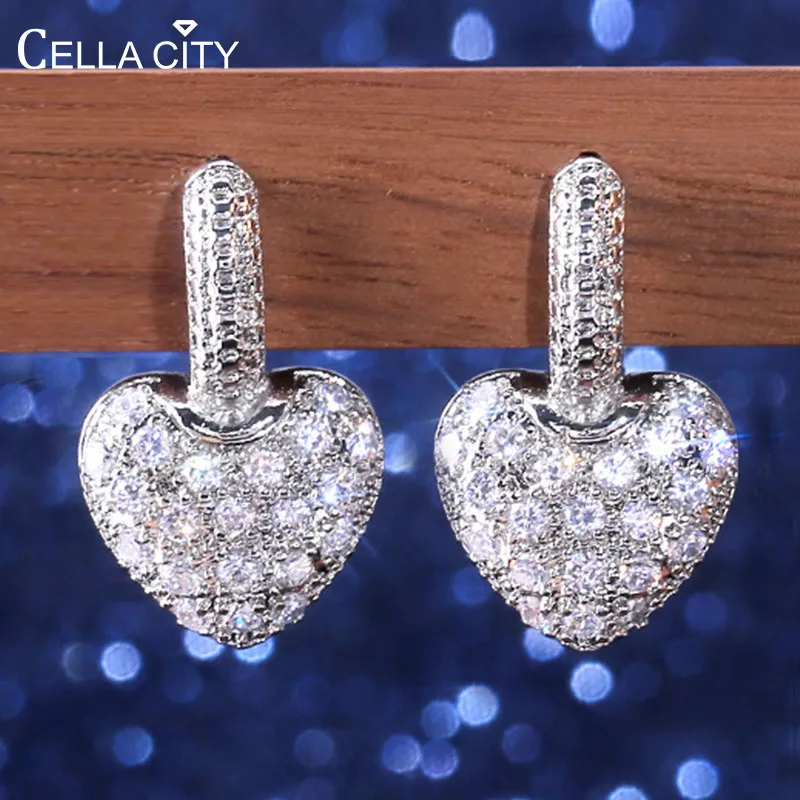 Женские серебряные серьги Cellacity изящные в форме сердца из серебра 925 пробы