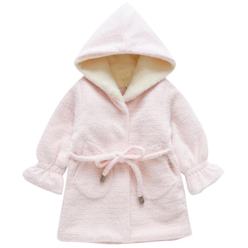 Пушистое пальто для девочек теплая детская одежда зимнее платье милое детское