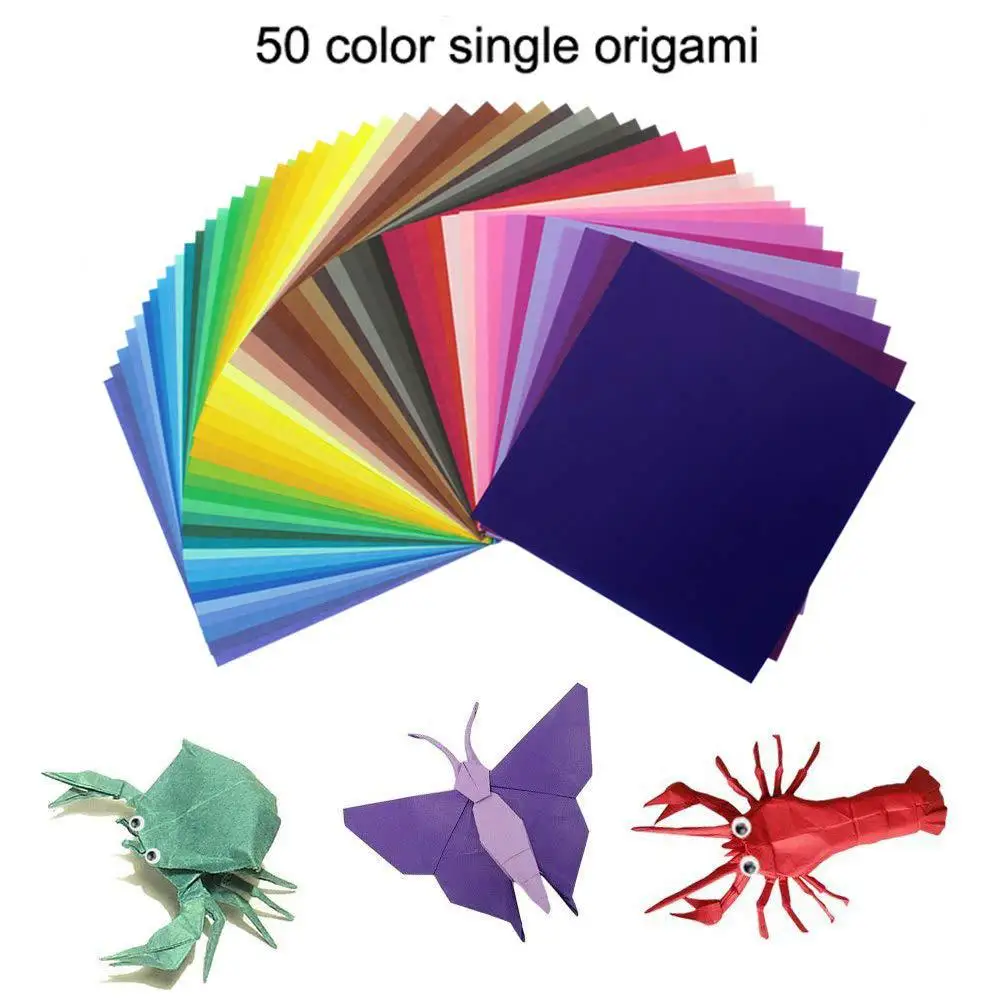200 шт квадратная бумага Оригами 2 размера 50 ярких цветов Складная с 100 Пластиковые