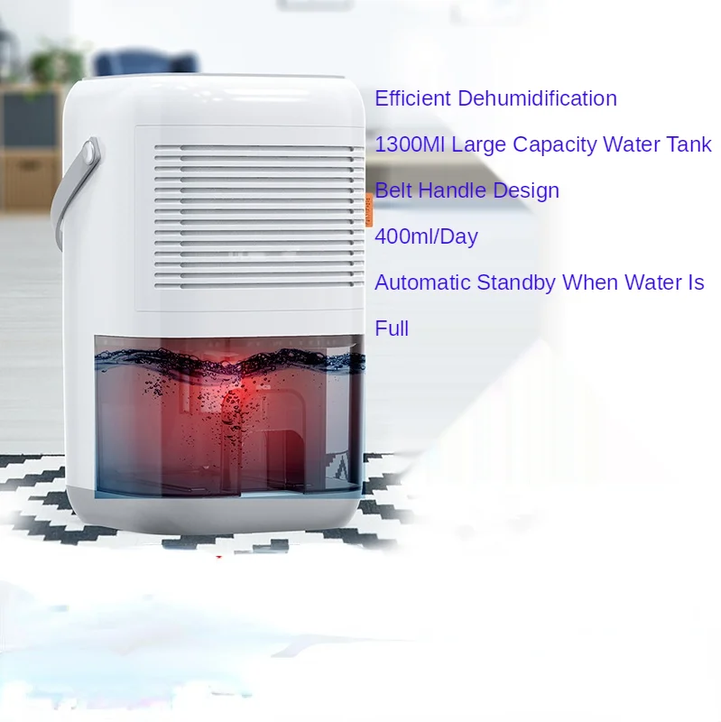 1300ML Water Tank Dehumidifier Moisture Absorbers Air Dryer 550ML/day Intelligent Dehumidifier for Household Bedroom