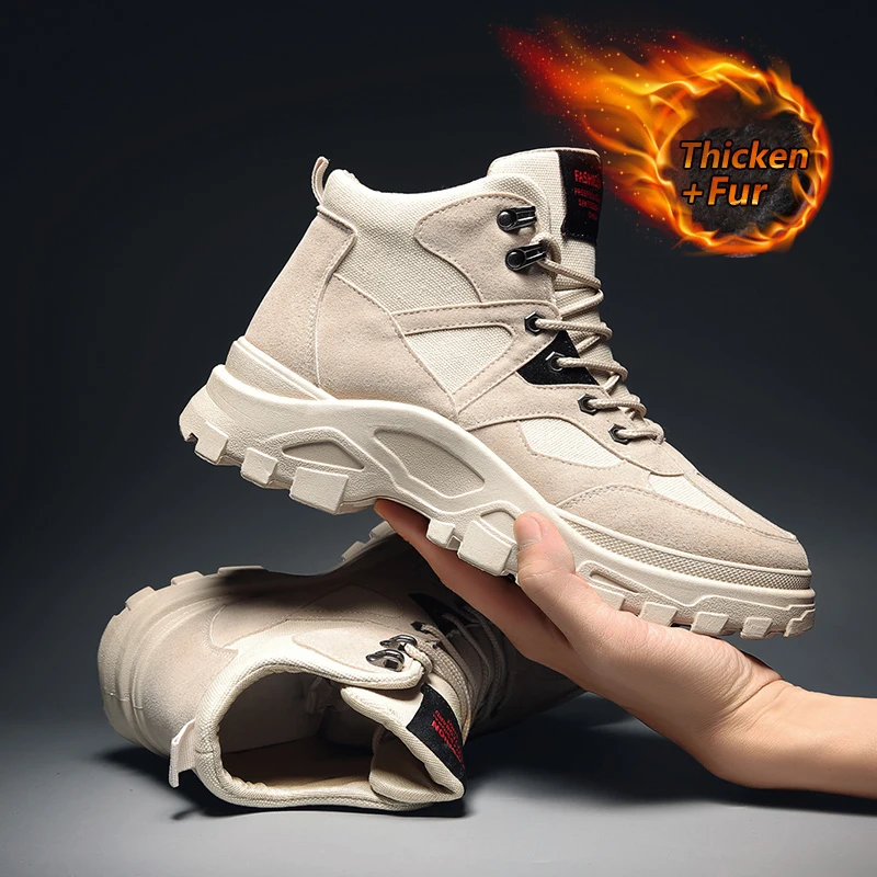 Брендовые мужские зимние ботинки теплые мотоциклетные на меху армейские