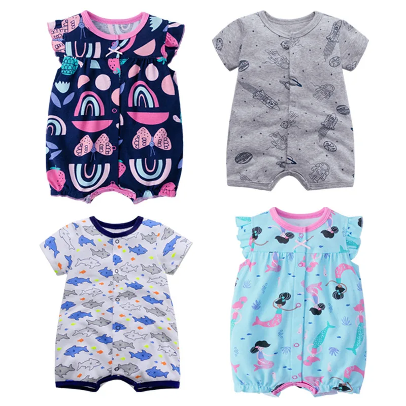 Летние развлечения комбинезоны для новорожденных хлопковая футболка с коротким
