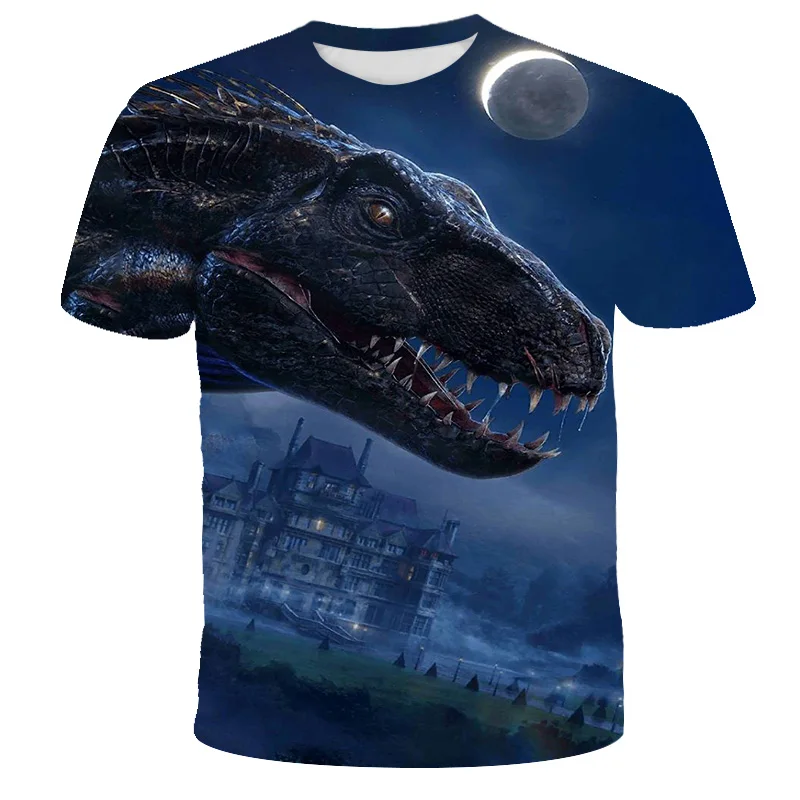 

Summer new Jurassic Park Dinosaur boys and Girls Summer Casual T-shirt Dinosaur Cartoon Print 3D Top