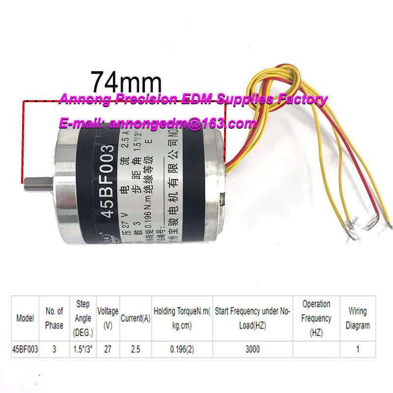 3 Phase Stepper Motor 45BF003 Single Side 27V 2.5A With 4 Wires for CNC Wire Cutting EDM Machine