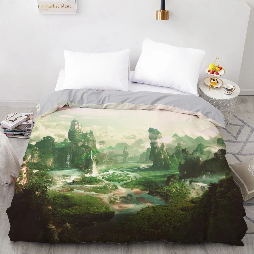 

1PCS 3D Printed Mountains And Rivers Duvet Cover 240x220 King Size Printing NO Pillowcases And NO Sheets Home Textiles Comforter