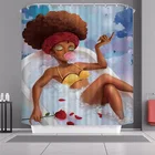 Занавеска для душа, декоративная занавеска для ванной комнаты, Черная Женская занавеска с принтом из мультфильма для дома, отеля, плотная Водонепроницаемая занавеска из полиэстера 2020